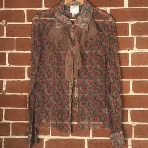 Beautiful Silk Flora Pattern Blouse